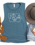 Iowa Line Font Bella Canvas Tank