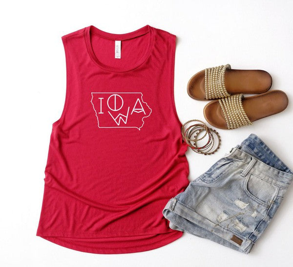 Iowa Line Font Bella Canvas Tank