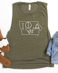 Iowa Line Font Bella Canvas Tank