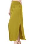 Zenana Smocked Waist Maxi Skirt With Pockets - Online Only