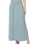 Zenana Smocked Waist Maxi Skirt With Pockets - Online Only