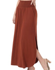 Zenana Smocked Waist Maxi Skirt With Pockets - Online Only