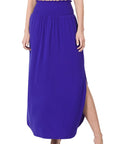 Zenana Smocked Waist Maxi Skirt With Pockets - Online Only