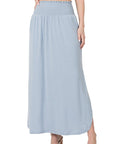 Zenana Smocked Waist Maxi Skirt With Pockets - Online Only