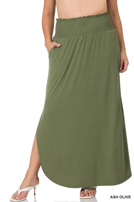 Zenana Plus Smocked Waist Maxi Skirt