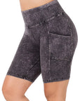 Zenana Plus Mineral Wash Biker Shorts - Online Only