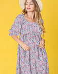 PLUS Branch Floral Squared Neck Mini Dress