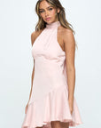 Halter Neck Satin Mini Dress by One and Only Collective