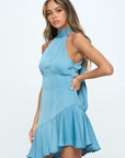 Halter Neck Satin Mini Dress by One and Only Collective