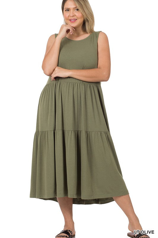 Zenana Plus Sleeveless Midi Dress - Online Only