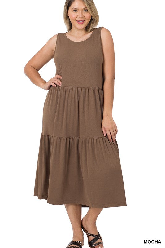 Zenana Plus Sleeveless Midi Dress - Online Only