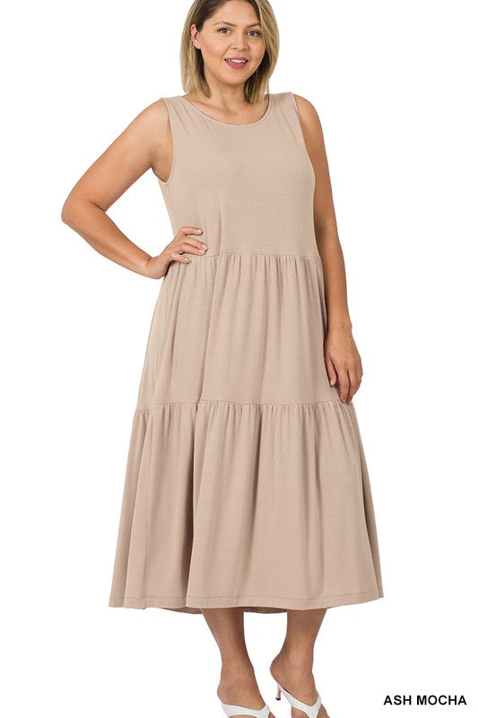 Zenana Plus Sleeveless Midi Dress - Online Only