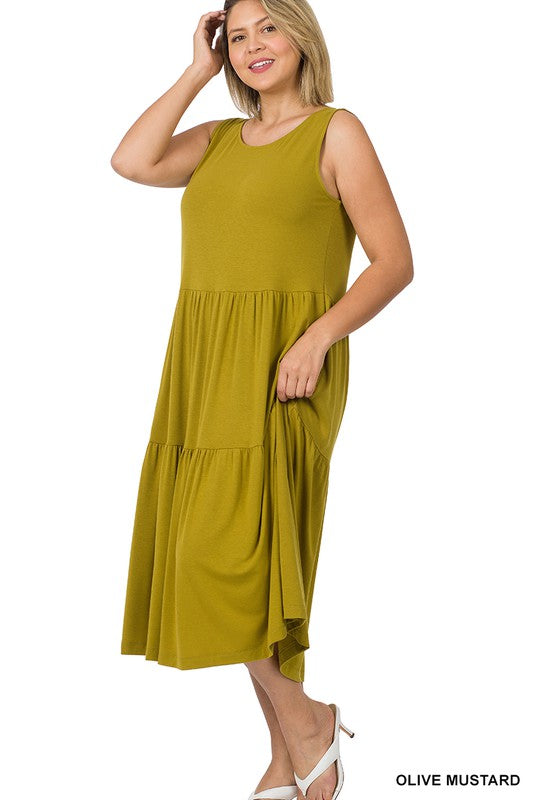 Zenana Plus Sleeveless Midi Dress - Online Only