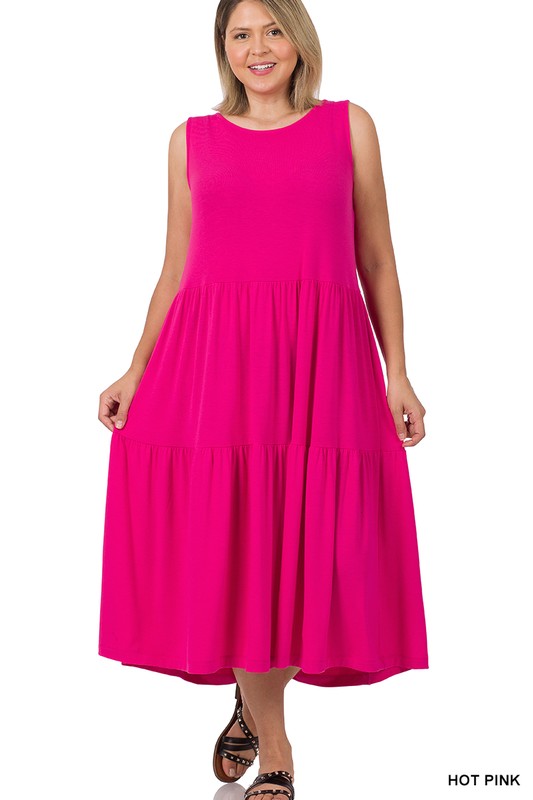 Zenana Plus Sleeveless Midi Dress - Online Only