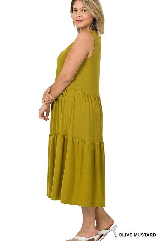 Zenana Plus Sleeveless Midi Dress - Online Only