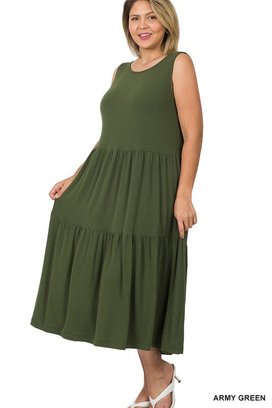 Zenana Plus Sleeveless Midi Dress - Online Only