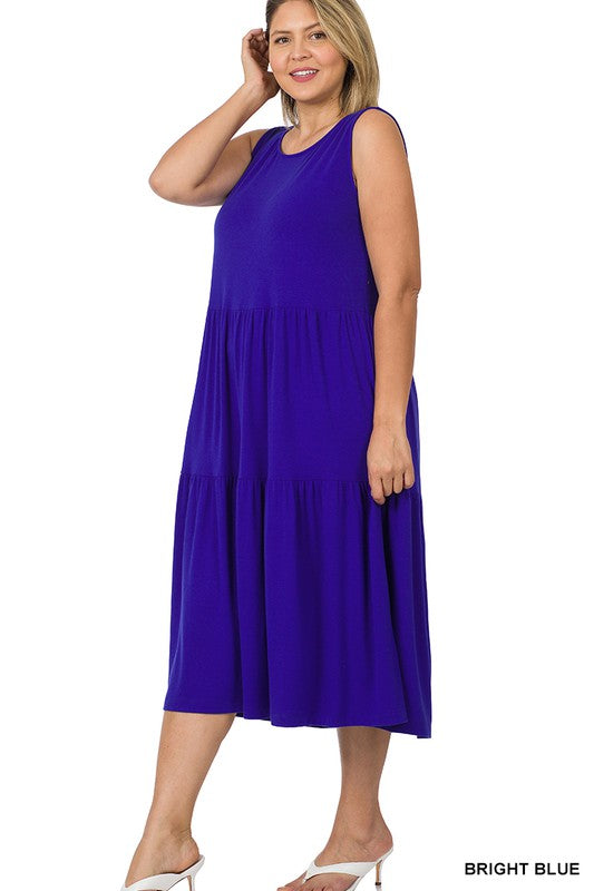 Zenana Plus Sleeveless Midi Dress - Online Only