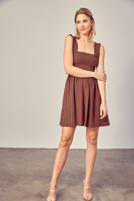 Smocked Ruffle Detail Dress - Online Only