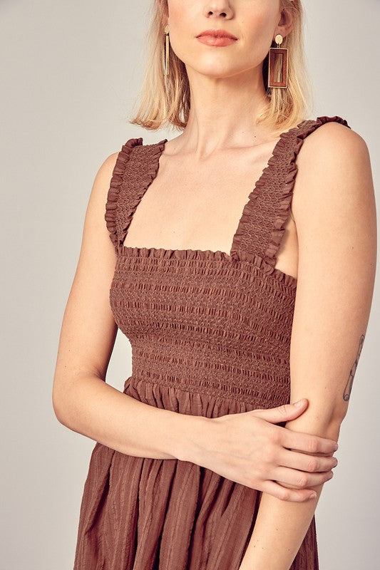 Smocked Ruffle Detail Dress - Online Only