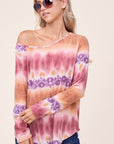 e Luna Cozy Tie Dye Print One Shoulder Top