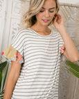 e Luna PLUS Striped Jersey Floral Mixed Top