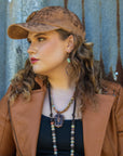 Copper Arrow Earrings w/ Genuine Aqua Terra Beads