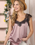 Eyelash Lace Silky Camisole Blouse - Online Only