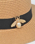 Iconic Bee Accent Straw Fedora Hat