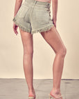 Mustard Seed Distressed Frayed Hem Denim Shorts