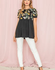 Baby Doll Floral Puff Sleeve Tunic