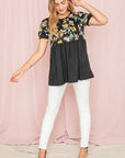 Baby Doll Floral Puff Sleeve Tunic