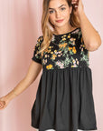 Baby Doll Floral Puff Sleeve Tunic