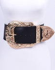 Plus Size Engraved Buckle Oversize Statement Belt