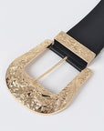 Plus Size Engraved Buckle Oversize Statement Belt