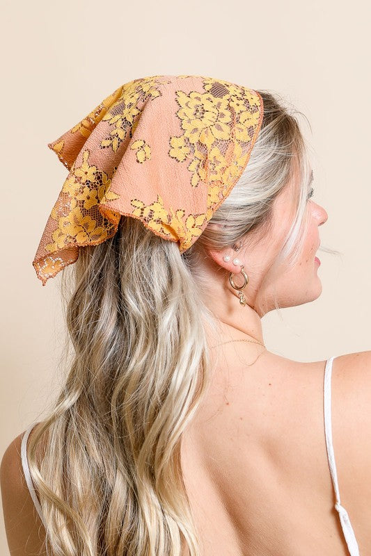 Bohemian Floral Lace Headscarf