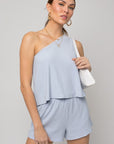 Gilli Sleeveless One Shoulder Layered Top Romper