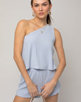 Gilli Sleeveless One Shoulder Layered Top Romper