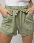 Gilli Elastic Waist Front Pocket Roll-Up Shorts - Online Only