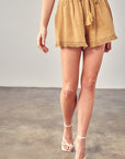 Mustard Seed Fringe Trim Hem Shorts