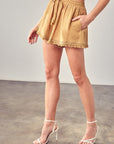 Mustard Seed Fringe Trim Hem Shorts