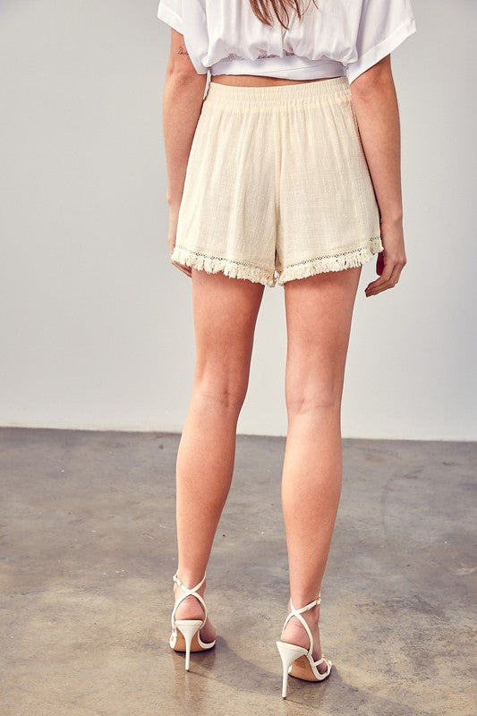 Mustard Seed Fringe Trim Hem Shorts