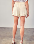 Mustard Seed Fringe Trim Hem Shorts