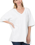 Zenana Cotton Drop Shoulder Boyfriend Box Tee - Online Only