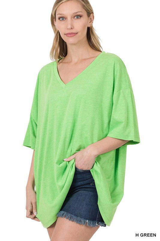 Zenana Cotton Drop Shoulder Boyfriend Box Tee - Online Only