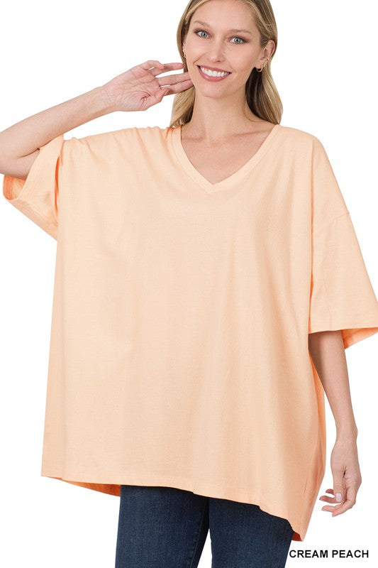 Zenana Cotton Drop Shoulder Boyfriend Box Tee