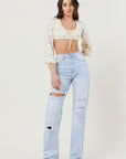 Vibrant M.i.U Distressed Wide Leg Jeans