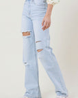 Vibrant M.i.U Distressed Wide Leg Jeans