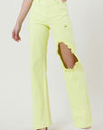 Vibrant M.i.U Distressed Wide Cut Straight Leg Jeans