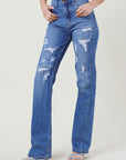 Vibrant M.i.U High Rise Distressed Straight Leg Jeans