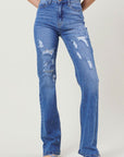 Vibrant M.i.U High Rise Distressed Straight Leg Jeans